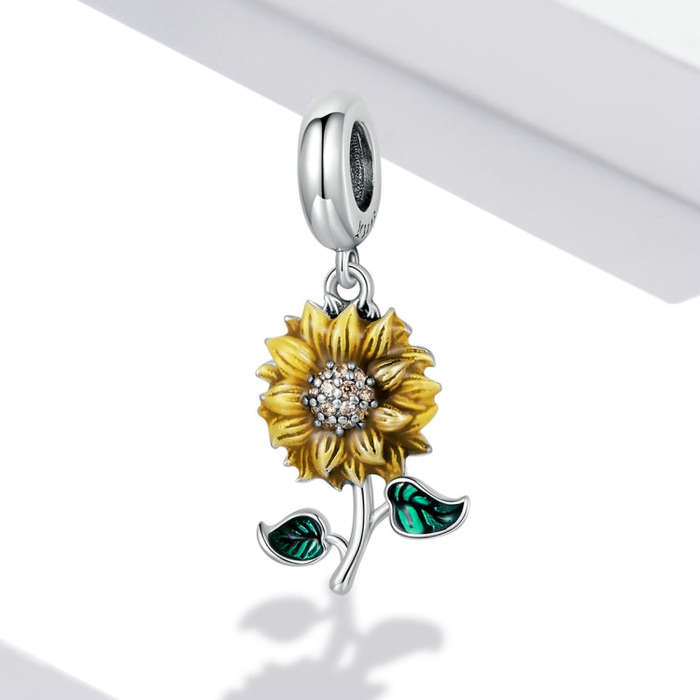 S925 Sterling Silver Sunflower Pendant DIY Bracelet Necklace Accessories