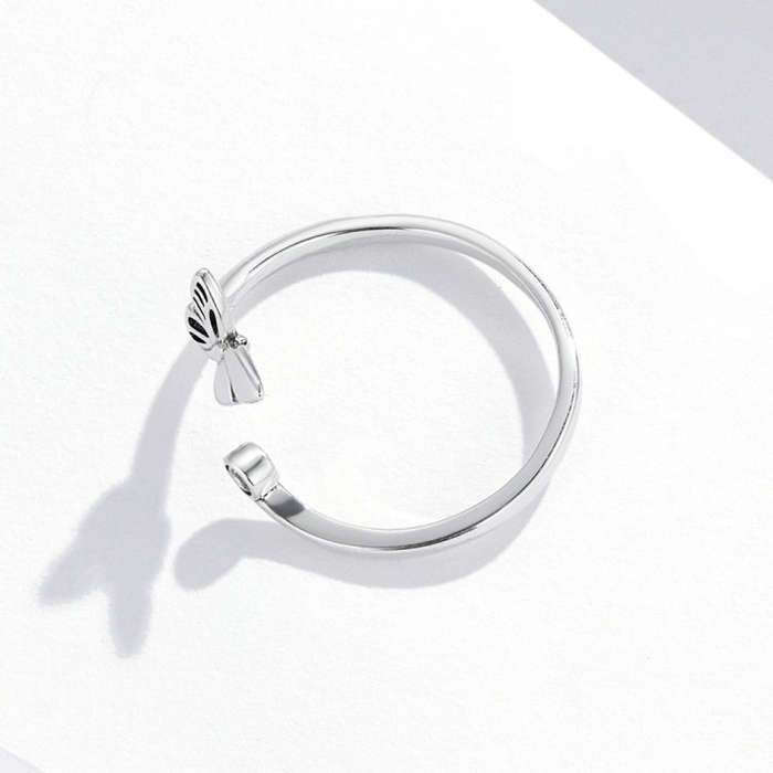 S925 Sterling Silver Butterfly Women Open Ring