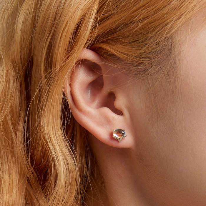 S925 Sterling Silver Moonstone Fox Ear Stud Women Earrings
