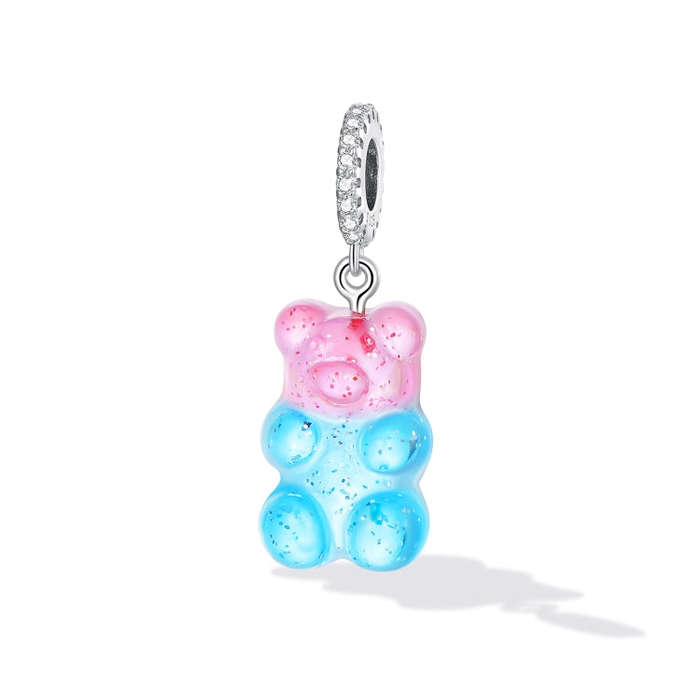 S925 Sterling Silver Candy Bear Pendant DIY Bracelet Necklace Accessories