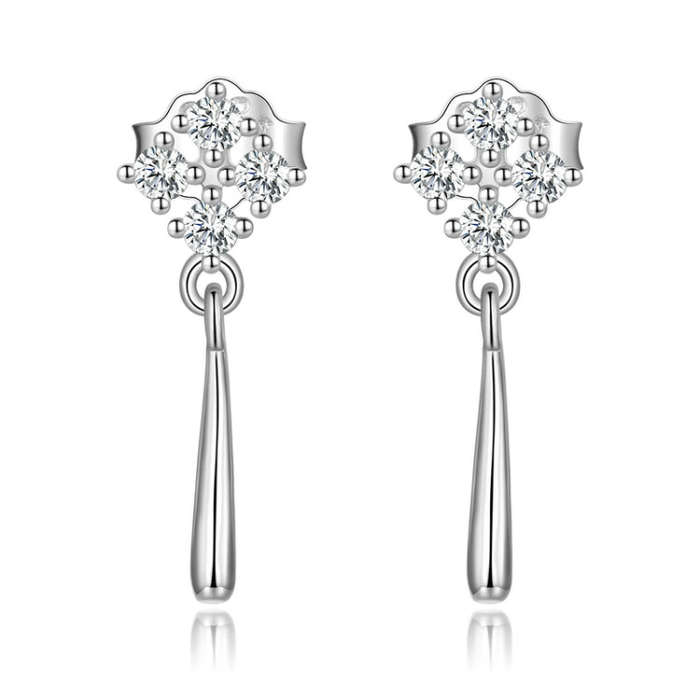 S925 Sterling Silver Bright Ear Stud Women Earrings(Silver)