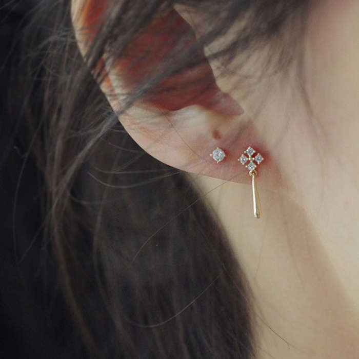 S925 Sterling Silver Bright Ear Stud Women Earrings(Silver)