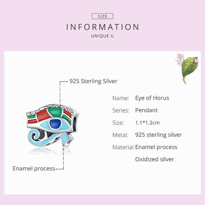 S925 Sterling Silver Eye Of Horus Beads DIY Bracelet Necklace Accessories