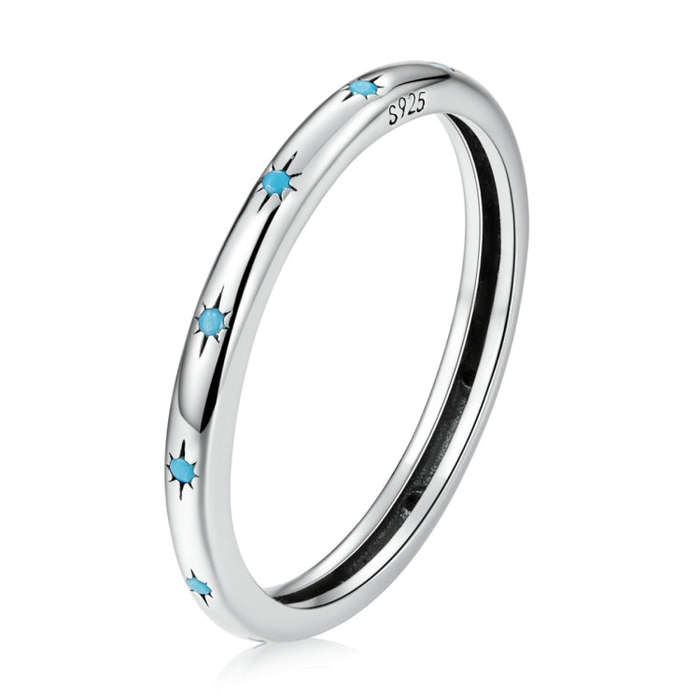 S925 Sterling Silver Star Women Ring, Size:6