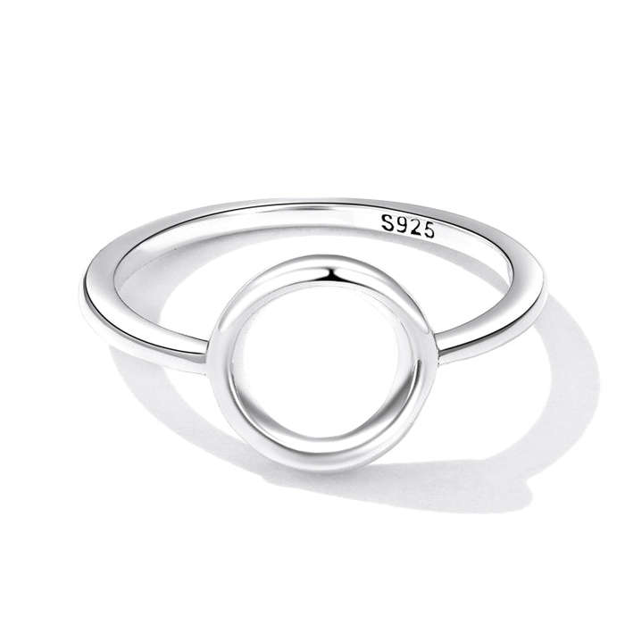 S925 Sterling Silver Simple Ring Women Ring, Size:7