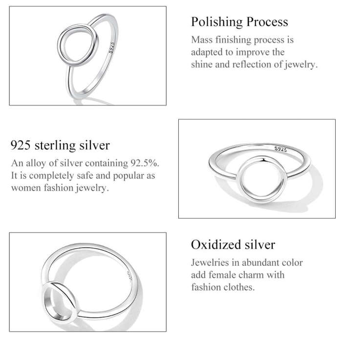 S925 Sterling Silver Simple Ring Women Ring, Size:7