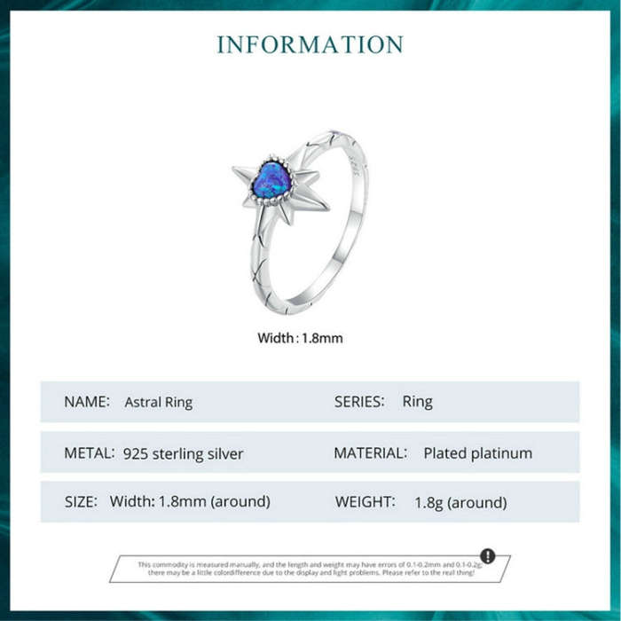 BSR455-7 S925 Sterling Silver  Heart Shape Star Opal Ring Bracelet