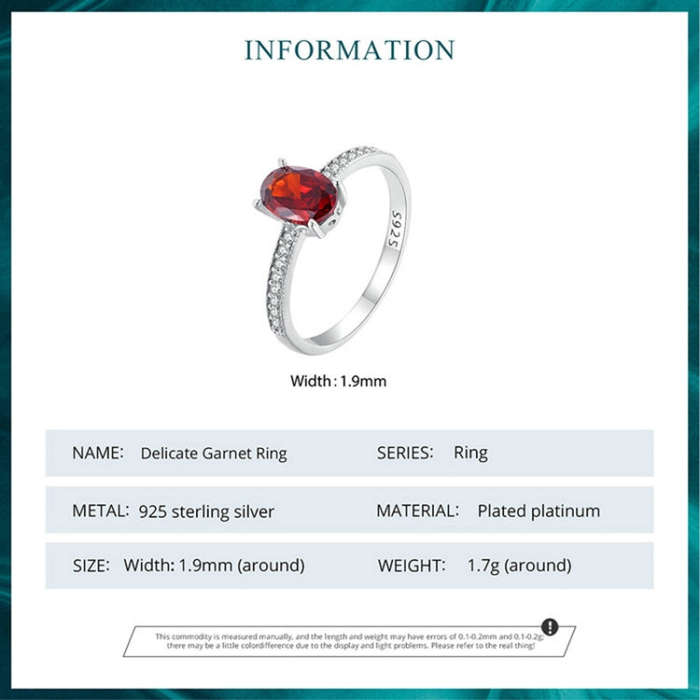 BSR460-6RD S925 Sterling Silver  Zircon Exquisite Pomegranate Ring Hand Decoration