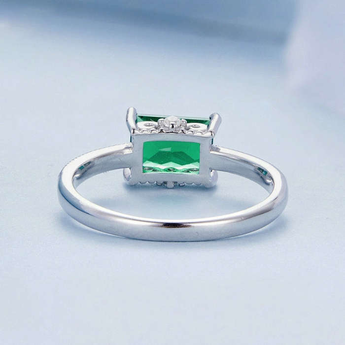 BSR461-8 S925 Sterling Silver  Light Luxury Green Diamond Ring Hand Decoration