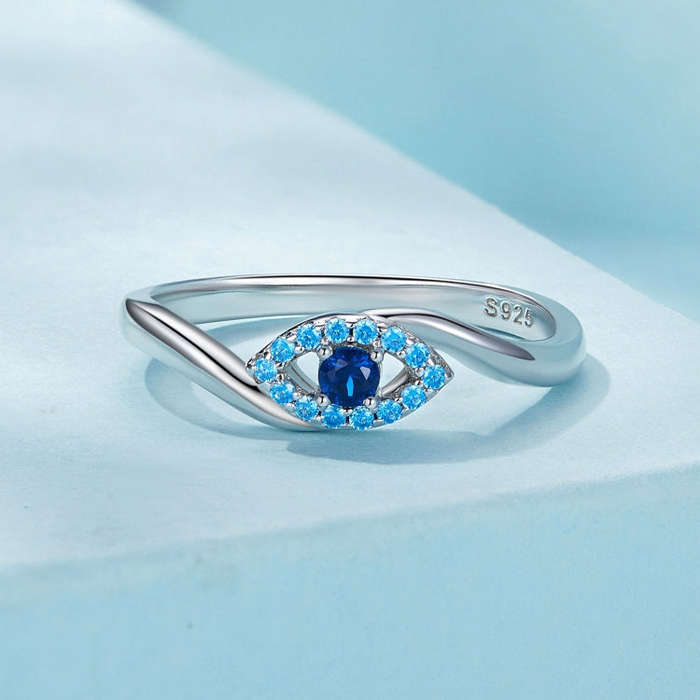 SCR947-7 S925 Sterling Silver Guardian  Eye Ring Versatile Ring Hand Decoration