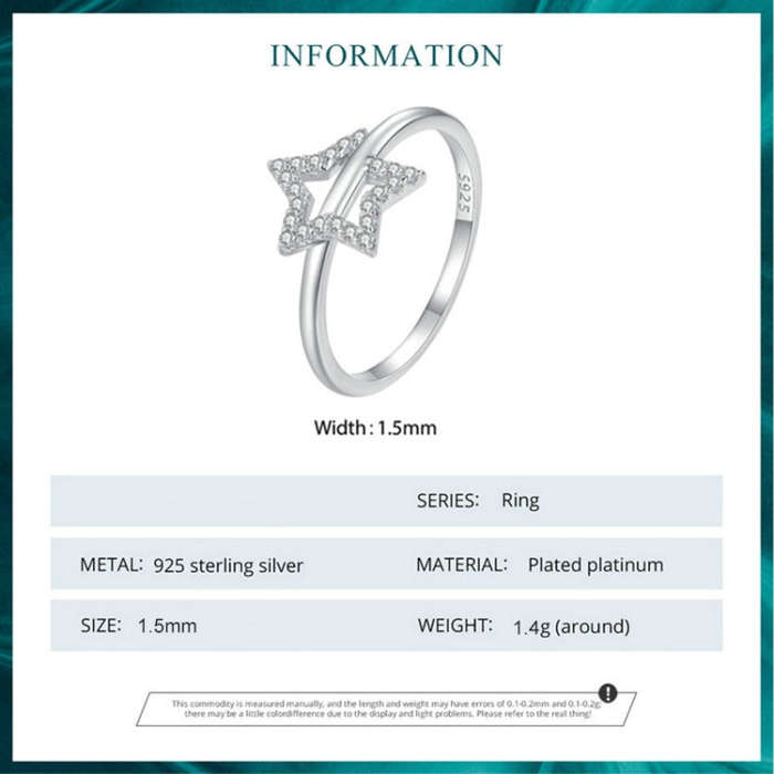 BSR450-6 S925 Sterling Silver  Hollow Star Ring Hand Decoration