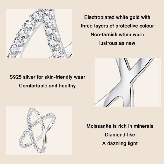 MSR036-8 S925 Sterling Silver  Dual Layer Moissanite Ring Hand Decoration