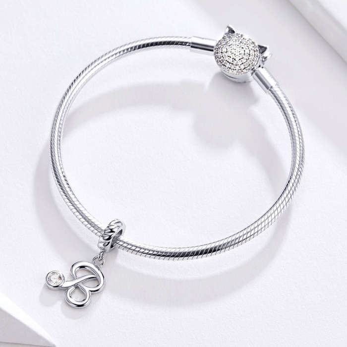 S925 Sterling Silver 26 English Letter Pendant DIY Bracelet Necklace Accessories, Style:S