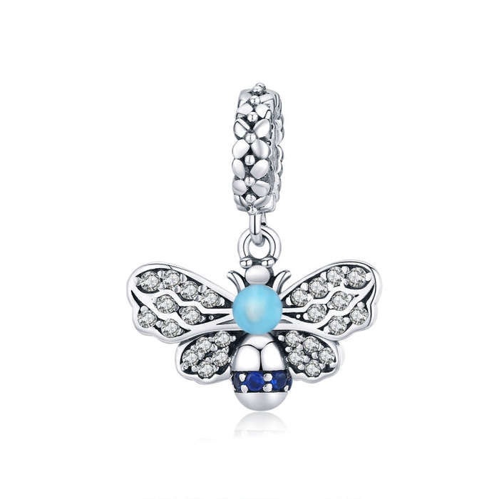 S925 Silver Pendant Bee Fashion DIY Bracelet Pendant Sterling Silver Beads(Honeybee)