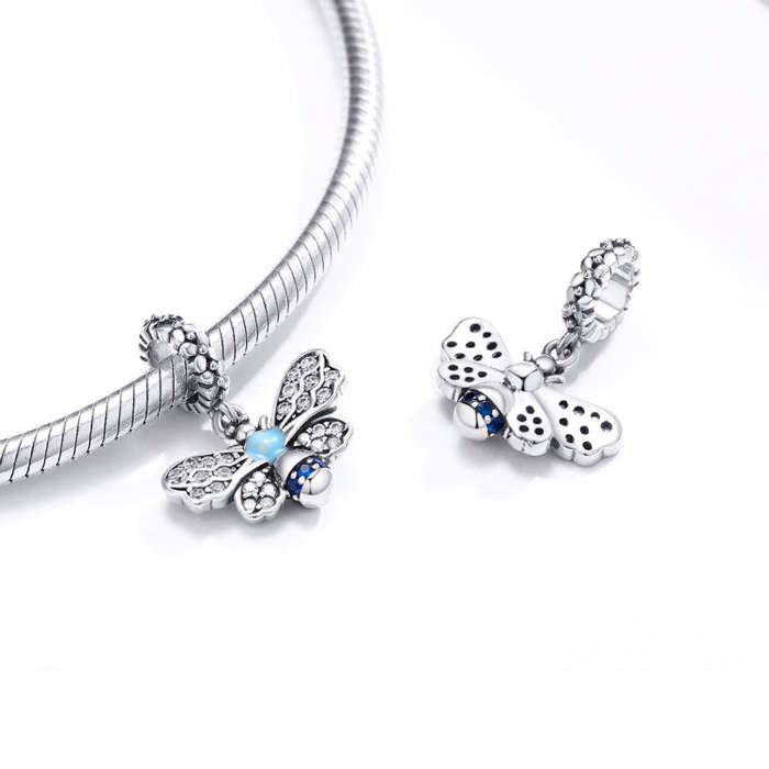 S925 Silver Pendant Bee Fashion DIY Bracelet Pendant Sterling Silver Beads(Honeybee)