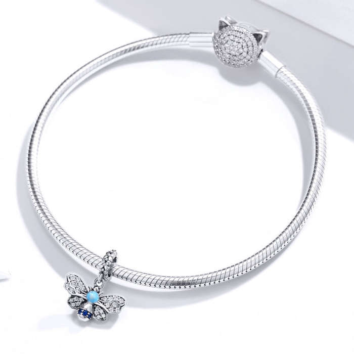 S925 Silver Pendant Bee Fashion DIY Bracelet Pendant Sterling Silver Beads(Honeybee)