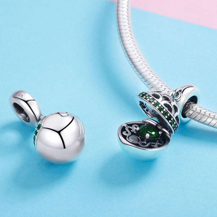S925 Sterling Silver Love Surprise Pendant DIY Bracelet Necklace Accessories(Dark Green)