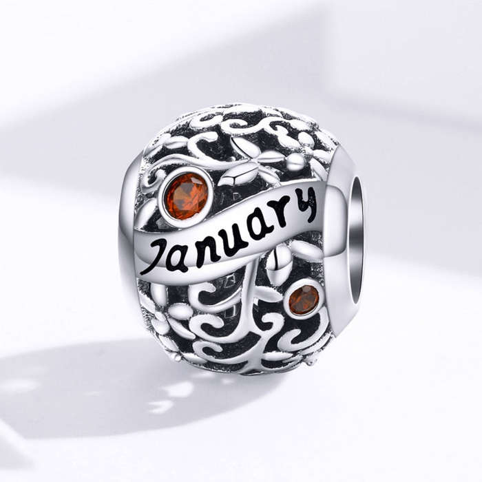 S925 Sterling Silver 12 Birthstone DIY Bracelet Necklace Accessories, Style:January