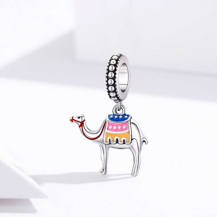 S925 Sterling Silver Pendant Camel Beads DIY Bracelet Necklace Accessories