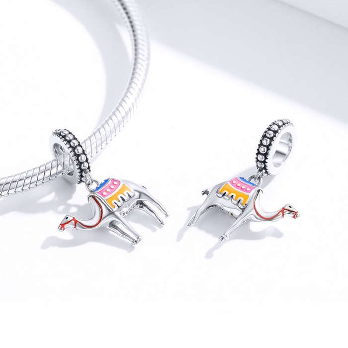 S925 Sterling Silver Pendant Camel Beads DIY Bracelet Necklace Accessories