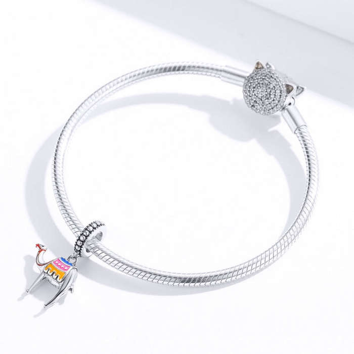 S925 Sterling Silver Pendant Camel Beads DIY Bracelet Necklace Accessories