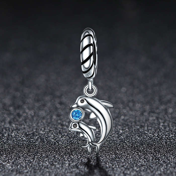 S925 Sterling Silver Pendant Dolphin Beads DIY Bracelet Necklace Accessories