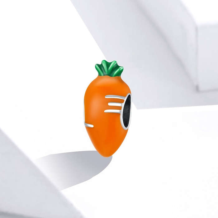 S925 Sterling Silver Cute Radish Carrot Beads DIY Bracelet Necklace Accessories