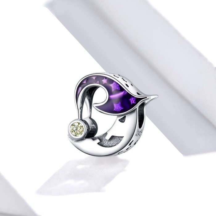 S925 Sterling Silver Halloween  Moon Beads DIY Bracelet Necklace Accessories