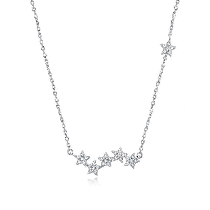 S925 Sterling Silver Brilliant Stars Women Nacklace Jewelry