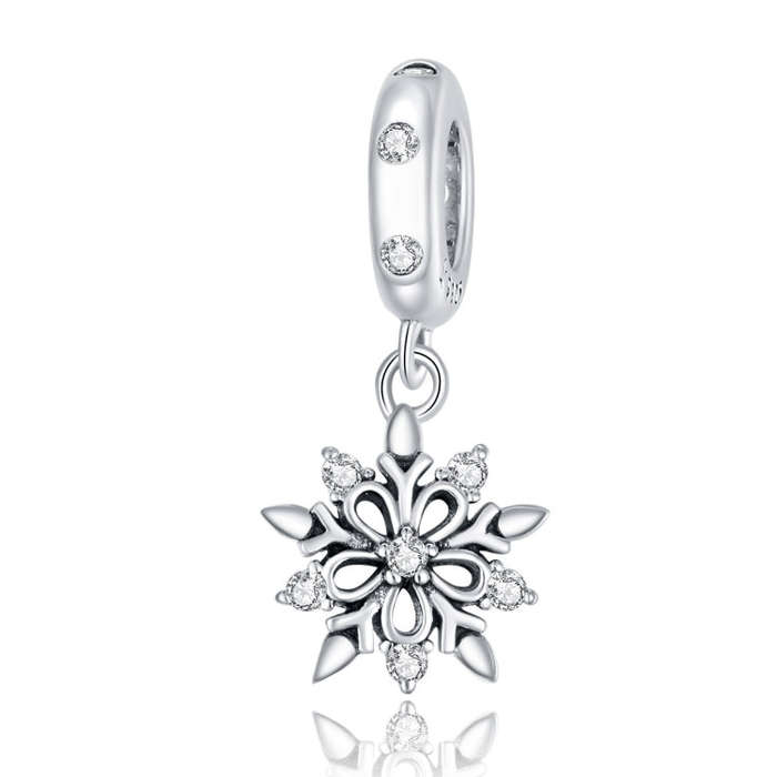 S925 Sterling Silver Crystal Snowflake Pendant DIY Bracelet Necklace Accessories