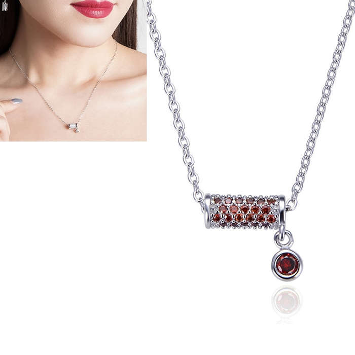 Women Fashion S925 Sterling Silver Small Waist Pendant Necklace (Orange)