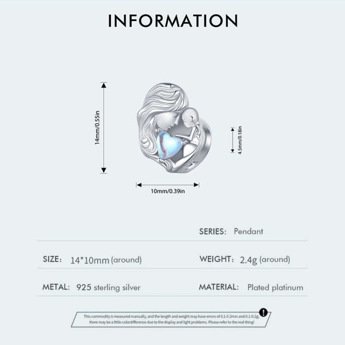 SCC2539 S925 Sterling Silver Necklace Pendant Accessories Heart Shape Parent-child Mother Love DI...