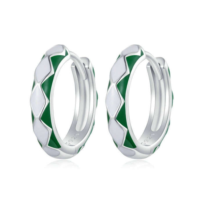SCE1611-GN Sterling Silver S925  Fashion Rhombus Earrings(Green)