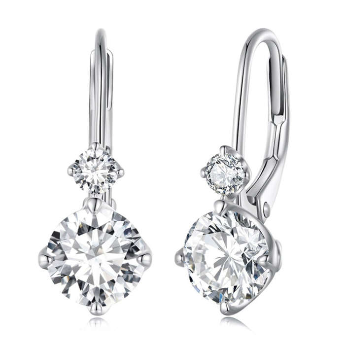 MSE031 Sterling Silver 925  Zircon Light Luxury Style Moissanite Earrings