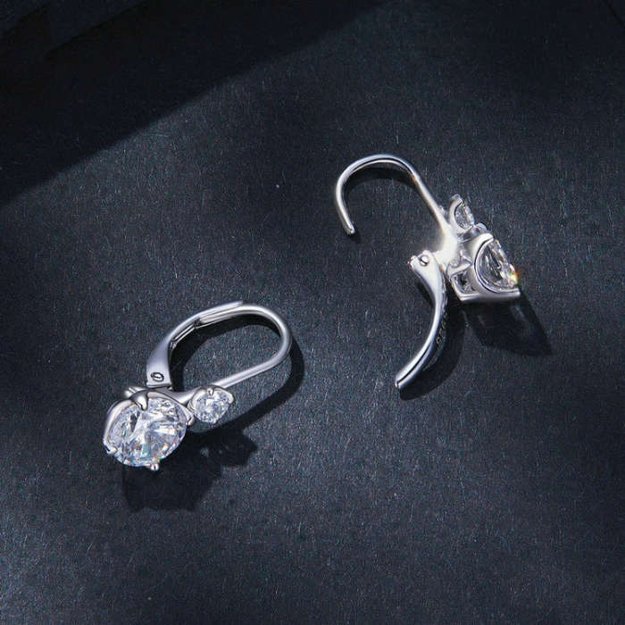 MSE031 Sterling Silver 925  Zircon Light Luxury Style Moissanite Earrings