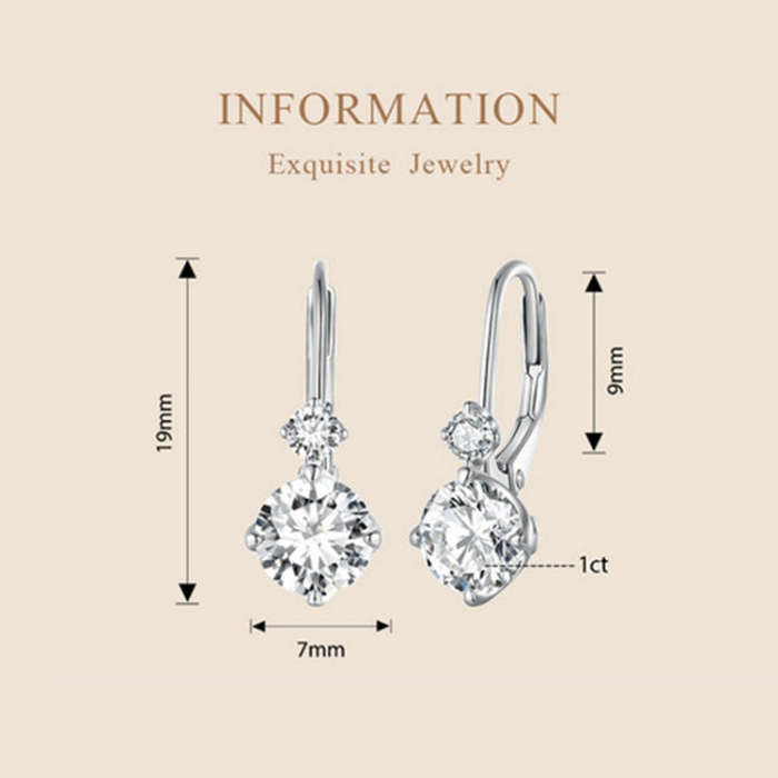 MSE031 Sterling Silver 925  Zircon Light Luxury Style Moissanite Earrings