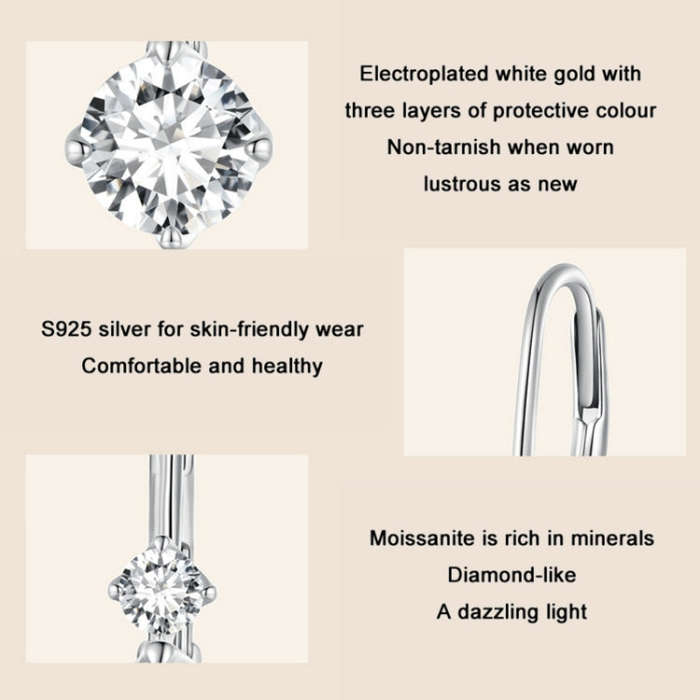 MSE031 Sterling Silver 925  Zircon Light Luxury Style Moissanite Earrings