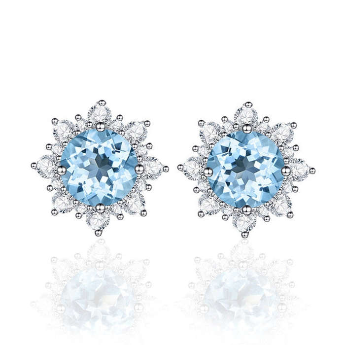 3 PCS/Set Snow Shape Gemstone Jewelry Set For Women, Ring Size:8(Blue)