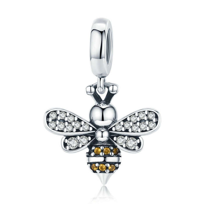 S925 Sterling Silver Bee Story Charm DIY Beaded Bracelet Accessories