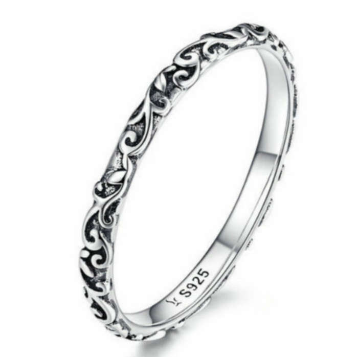 Vintage Pattern Sterling Silver Ring S925 Fashion Pattern Ring, Size:7 US Size