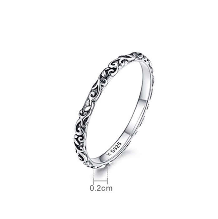 Vintage Pattern Sterling Silver Ring S925 Fashion Pattern Ring, Size:7 US Size