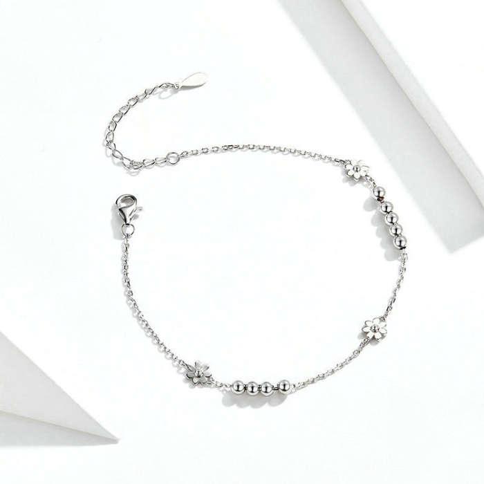 S925 Sterling Silver Daisy Bracelet Plant Shape Bracelet