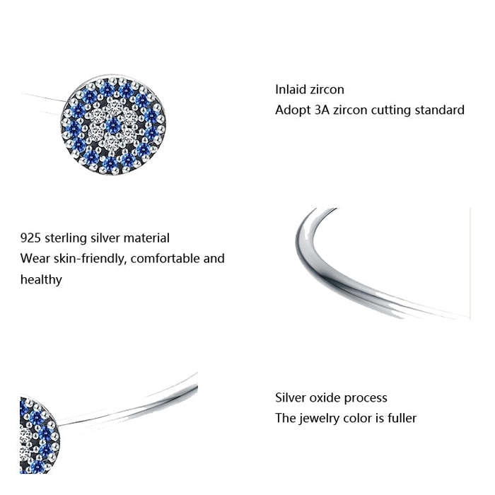 Bright Blue Eyes Inlaid Zircon Bracelet S925 Sterling Silver Bracelet