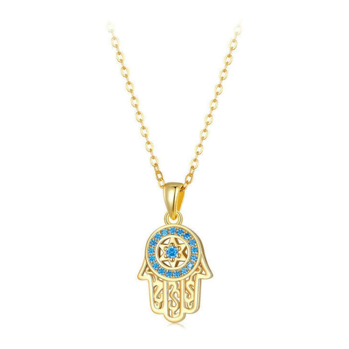 Fatima Guardian S925 Sterling Silver Necklace Female Zircon Necklace (Gold)