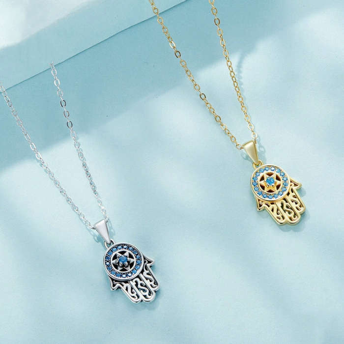 Fatima Guardian S925 Sterling Silver Necklace Female Zircon Necklace (Gold)