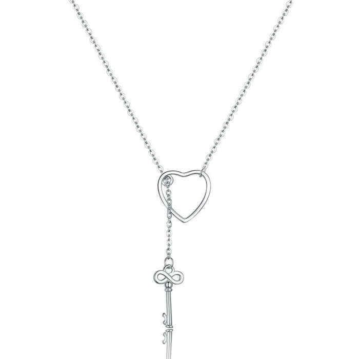 Simple Heart-shaped Female Necklace S925 Sterling Silver Necklace