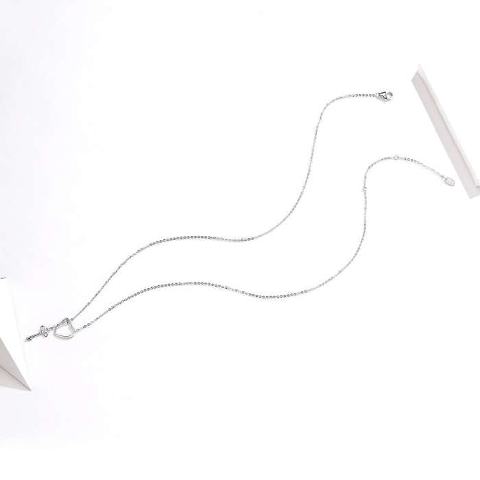 Simple Heart-shaped Female Necklace S925 Sterling Silver Necklace
