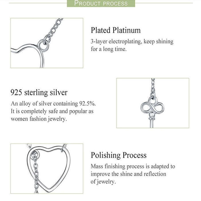 Simple Heart-shaped Female Necklace S925 Sterling Silver Necklace