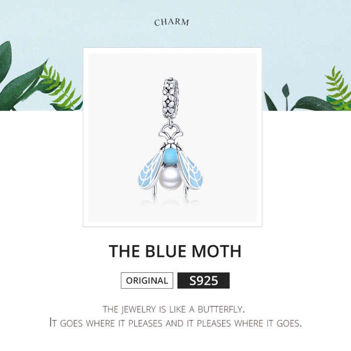 S925 Sterling Silver Moth Pendant DIY Bracelet Jewelry Accessories