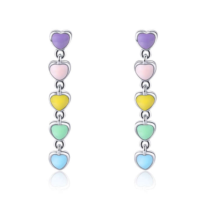 S925 Sterling Silver Heart-shaped Earrings Simple Dripping Female Earrings